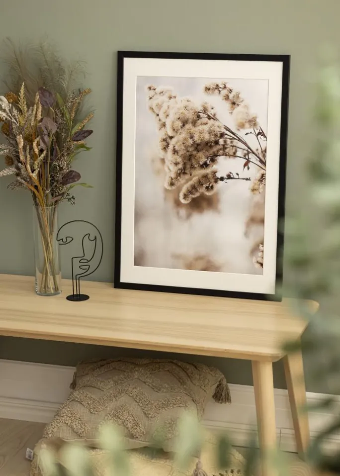 Ramme Stilren Sort 50x100 cm - Passepartout Hvid 30x80 cm