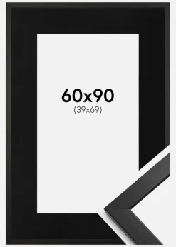Ramme Stilren Sort 60x90 cm - Passepartout Sort 40x70 cm