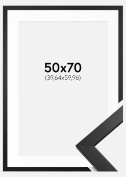 Ramme Stilren Sort 50x70 cm - Passepartout Hvid 16x24 inches