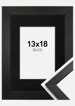 Ramme Stilren Sort 13x18 cm - Passepartout Sort 9x13 cm
