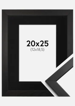 Ramme Stilren Sort 20x25 cm - Passepartout Sort 13x19,5 cm