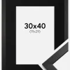 Ramme Stilren Sort 30x40 cm - Passepartout Sort 20x30 cm