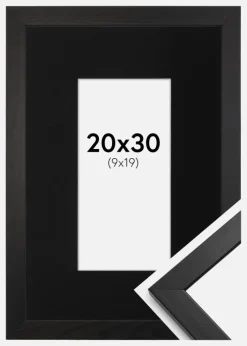 Ramme Stilren Sort 20x30 cm - Passepartout Sort 10x20 cm