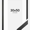Ramme Stilren Sort 30x50 cm - Passepartout Hvid 20x40 cm
