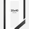 Ramme Stilren Sort 20x40 cm - Passepartout Hvid 10x30 cm