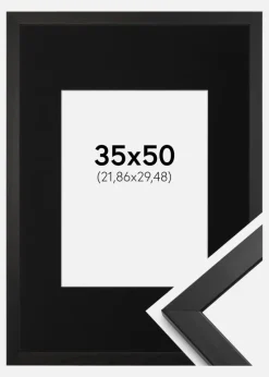 Ramme Stilren Sort 35x50 cm - Passepartout Sort 9x12 inches