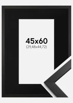 Ramme Stilren Sort 45x60 cm - Passepartout Sort 12x18 inches