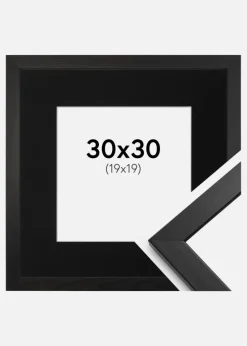 Ramme Stilren Sort 30x30 cm - Passepartout Sort 20x20 cm