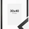 Ramme Stilren Sort 30x40 cm - Passepartout Hvid 18x27 cm