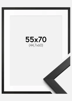 Ramme Stilren Sort 55x70 cm - Passepartout Hvid 45,7x61 cm