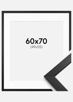 Ramme Stilren Sort 60x70 cm - Passepartout Hvid 50x56 cm