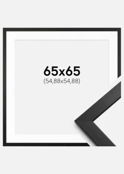 Ramme Stilren Sort 65x65 cm - Passepartout Hvid 22x22 inches