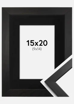 Ramme Stilren Sort 15x20 cm - Passepartout Sort 10x15 cm