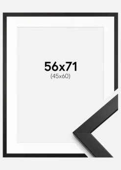 Ramme Stilren Sort 56x71 cm - Passepartout Hvid 46x61 cm