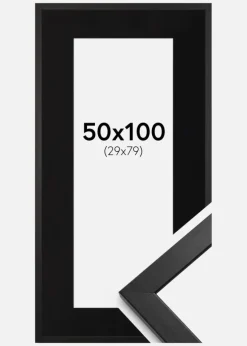 Ramme Stilren Sort 50x100 cm - Passepartout Sort 30x80 cm