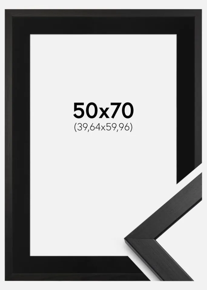 Ramme Stilren Sort 50x70 cm - Passepartout Sort 16x24 inches