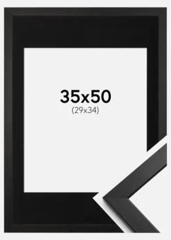 Ramme Stilren Sort 35x50 cm - Passepartout Sort 30x35 cm