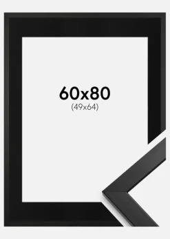 Ramme Stilren Sort 60x80 cm - Passepartout Sort 50x65 cm