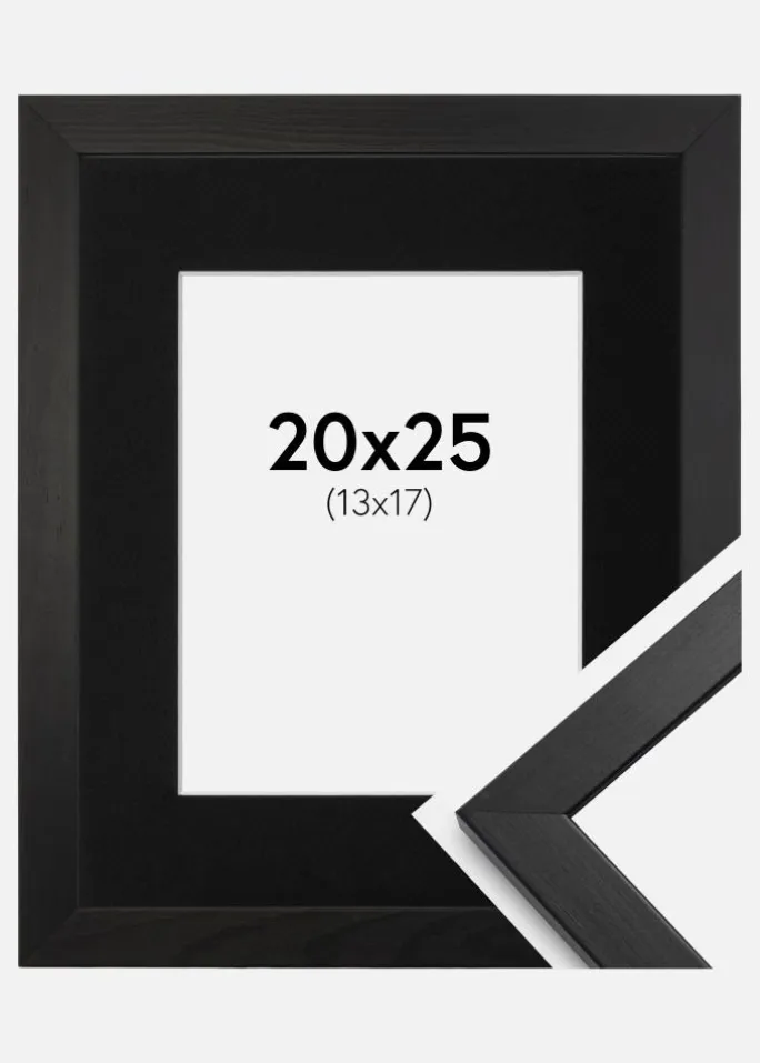 Ramme Stilren Sort 20x25 cm - Passepartout Sort 14x18 cm