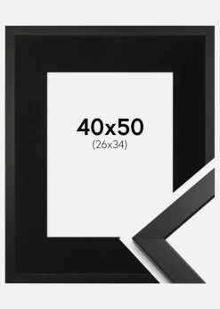 Ramme Stilren Sort 40x50 cm - Passepartout Sort 27x35 cm