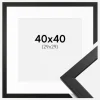 Ramme Stilren Sort 40x40 cm - Passepartout Hvid 30x30 cm