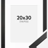 Ramme Stilren Sort 20x30 cm - Passepartout Hvid 15x21 cm