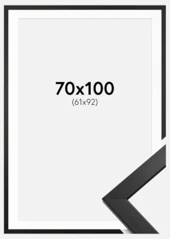 Ramme Stilren Sort 70x100 cm - Passepartout Hvid 62x93 cm