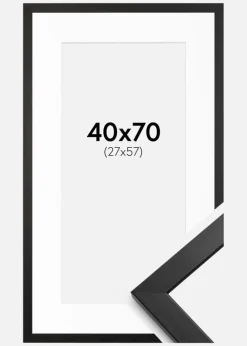 Ramme Stilren Sort 40x70 cm - Passepartout Hvid 28x58 cm