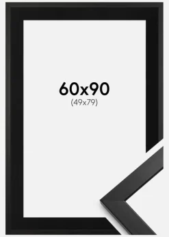 Ramme Stilren Sort 60x90 cm - Passepartout Sort 50x80 cm