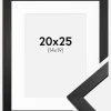 Ramme Stilren Sort 20x25 cm - Passepartout Hvid 15x20 cm