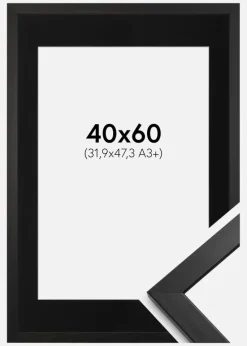 Ramme Stilren Sort 40x60 cm - Passepartout Sort 32,9x48,3 cm
