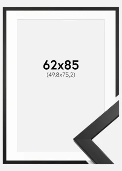 Ramme Stilren Sort 62x85 cm - Passepartout Hvid 20x30 inches