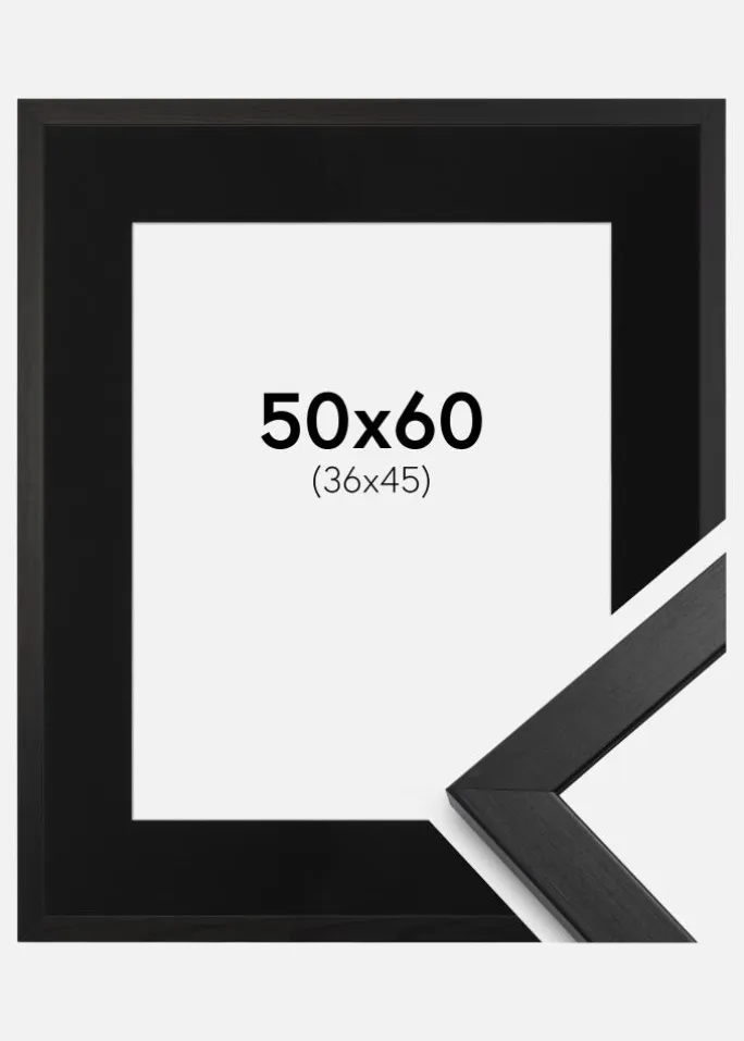 Ramme Stilren Sort 50x60 cm - Passepartout Sort 37x46 cm