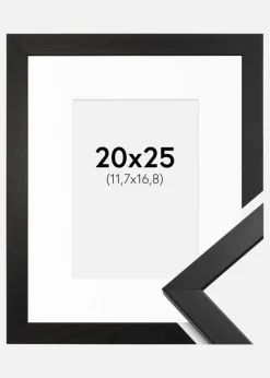 Ramme Stilren Sort 20x25 cm - Passepartout Hvid 5x7 inches
