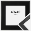 Ramme Stilren Sort 40x40 cm - Passepartout Sort 30x30 cm