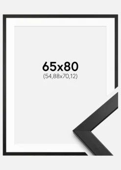Ramme Stilren Sort 65x80 cm - Passepartout Hvid 22x28 inches