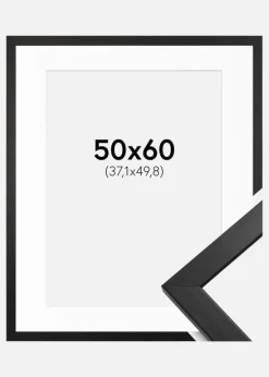 Ramme Stilren Sort 50x60 cm - Passepartout Hvid 15x20 inches
