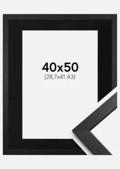 Ramme Stilren Sort 40x50 cm - Passepartout Sort 29,7x42 cm