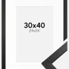 Ramme Stilren Sort 30x40 cm - Passepartout Hvid 20x30 cm
