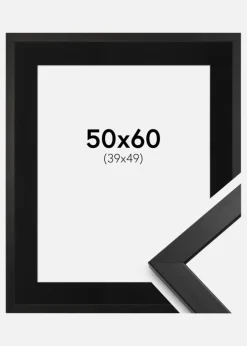Ramme Stilren Sort 50x60 cm - Passepartout Sort 40x50 cm