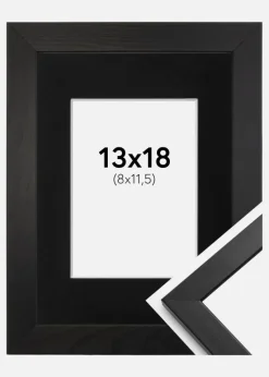 Ramme Stilren Sort 13x18 cm - Passepartout Sort 9x12 cm