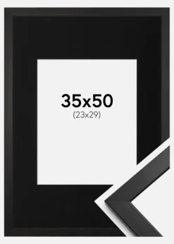 Ramme Stilren Sort 35x50 cm - Passepartout Sort 24x30 cm