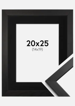Ramme Stilren Sort 20x25 cm - Passepartout Sort 15x20 cm