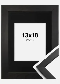 Ramme Stilren Sort 13x18 cm - Passepartout Sort 10x12 cm
