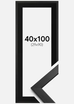 Ramme Stilren Sort 40x100 cm - Passepartout Sort 30x91 cm