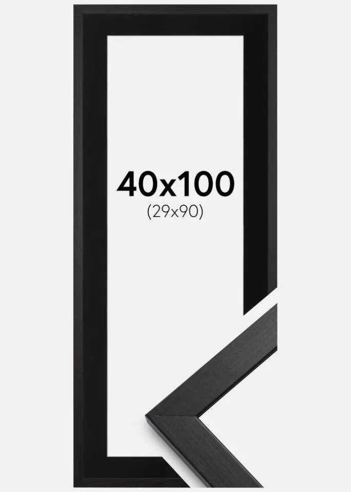 Ramme Stilren Sort 40x100 cm - Passepartout Sort 30x91 cm