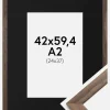 Ramme Stilren Valnød 42x59,4 cm (A2) - Passepartout Sort 25x38 cm