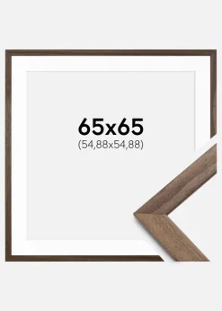 Ramme Stilren Valnød 65x65 cm - Passepartout Hvid 22x22 inches
