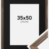 Ramme Stilren Valnød 35x50 cm - Passepartout Sort 25x35 cm