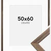 Ramme Stilren Valnød 50x60 cm - Passepartout Hvid 37x46 cm